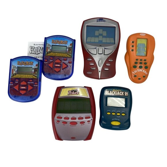 Electronic Handheld Game Lot Radica Hangman Tic Tac Toe Blackjack 21 Poker - Picture 2 of 5